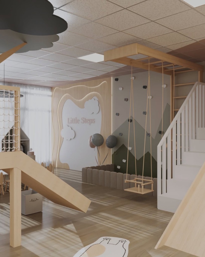 Little Steps play area with slide and swing